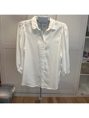 Beach Lunch Lounge Isobel White Tencel Button Down Shirt Women's Medium